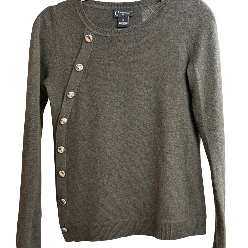 ❌❌SOLD❌Cashmere Bloomingdale's Cashmere Sweater in Dark Olive Size XS never used - Picture 1 of 4